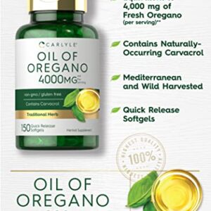 Carlyle Oregano Oil Extract | Max Potency | 150 Softgel Capsules | Non-GMO and Gluten Free Formula | Contains Carvacrol