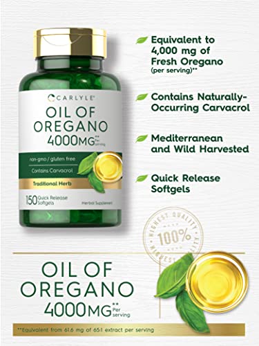 Carlyle Oregano Oil Extract | Max Potency | 150 Softgel Capsules | Non-GMO and Gluten Free Formula | Contains Carvacrol