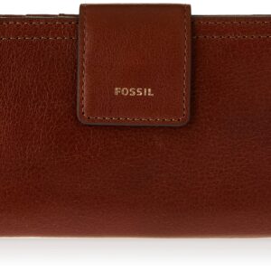 Fossil Women's Logan Leather Wallet RFID Blocking Tab Clutch, Brown (Model: SL7830200)