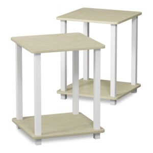 furinno simplistic set of 2 end table, cream faux marble