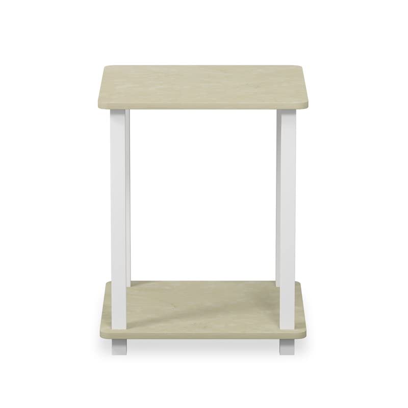 Furinno Simplistic Set of 2 End Table, Cream Faux Marble