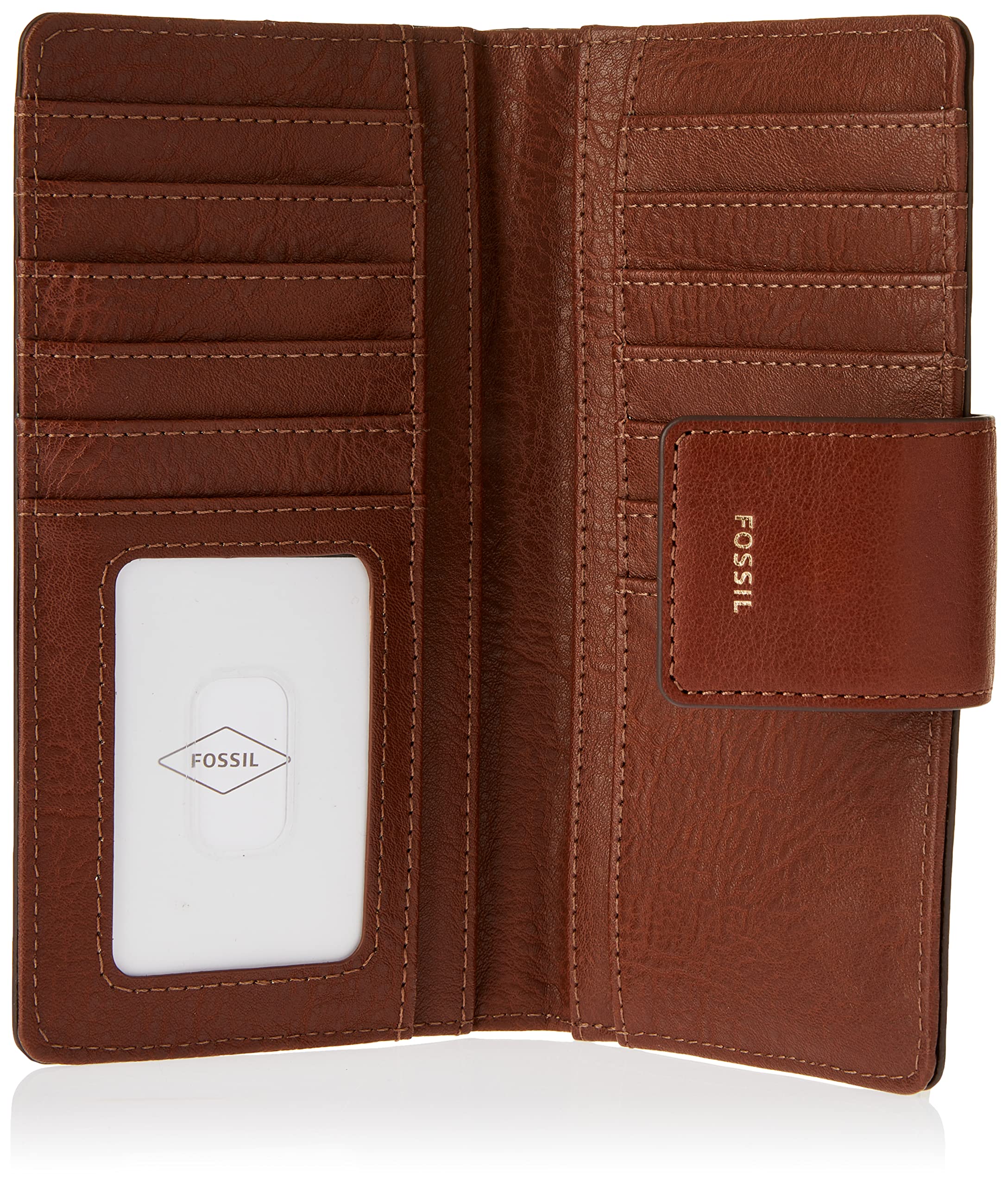 Fossil Women's Logan Leather Wallet RFID Blocking Tab Clutch, Brown (Model: SL7830200)