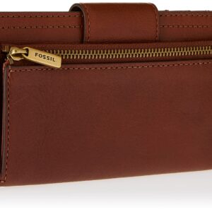 Fossil Women's Logan Leather Wallet RFID Blocking Tab Clutch, Brown (Model: SL7830200)