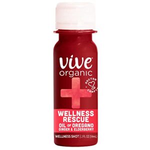 vive organic wellness rescue shot, ginger, elderberry & oil of oregano, 2 oz