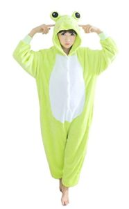 nicetage unisex adult pajamas - plush one piece cosplay frog animal costume frog m