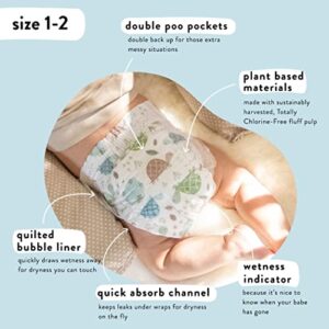 The Honest Company Clean Conscious Diapers | Plant-Based, Sustainable | Rose Blossom + Tutu Cute | Club Box, Size 1 (8-14 lbs), 80 Count