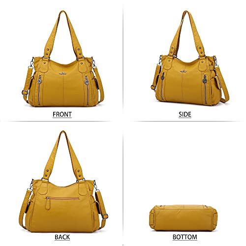 Handbag Hobo Women Shoulder Bag/Handbag Roomy Multiple Pockets Fashion PU Tote, Yellow