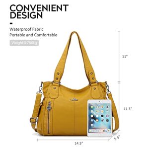 Handbag Hobo Women Shoulder Bag/Handbag Roomy Multiple Pockets Fashion PU Tote, Yellow