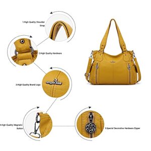 Handbag Hobo Women Shoulder Bag/Handbag Roomy Multiple Pockets Fashion PU Tote, Yellow