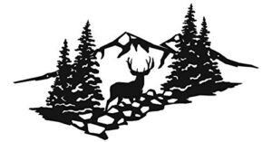 mule deer mountain scene | laser cut metal wall art sign for home, cabin, and garage decor | high country décor