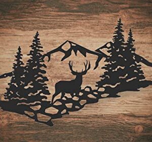 Mule Deer Mountain Scene | Laser Cut Metal Wall Art Sign for Home, Cabin, and Garage Decor | High Country Décor