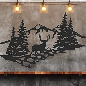 Mule Deer Mountain Scene | Laser Cut Metal Wall Art Sign for Home, Cabin, and Garage Decor | High Country Décor