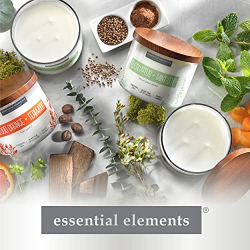 Essential Elements by Candle-lite Scented Candles, Eucalyptus & Mint Leaf Fragrance, One 14.75 oz. Three-Wick Aromatherapy Candle with 45 Hours of Burn Time, Off-White Color