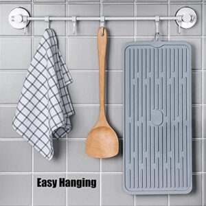 Silicone Dish Drying Mat 18”x8”, Heat Resistant Trivets for Kitchen Counter, Draining Mat, Sink Mat, Hot Pads for Multiple Usage (Light Grey)