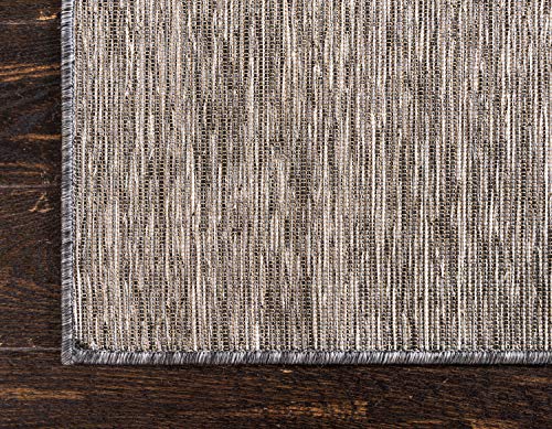 Unique Loom Outdoor Patio Collection Modern Casual Indoor and Outdoor Transitional Indoor and Outdoor Flatweave Gray Area Rug (7' 5 x 10' 0)