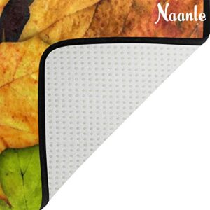 Naanle Autumn Leaves Non Slip Area Rug for Living Dinning Room Bedroom Kitchen, 5' x 7'(58 x 80 Inches), Fall Leaves Nursery Rug Floor Carpet Yoga Mat