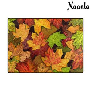 Naanle Autumn Leaves Non Slip Area Rug for Living Dinning Room Bedroom Kitchen, 5' x 7'(58 x 80 Inches), Fall Leaves Nursery Rug Floor Carpet Yoga Mat