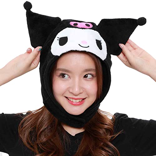 SAZAC Kigurumi Hat - Kuromi- Cozy Costume Beanie Cap - Adult Size