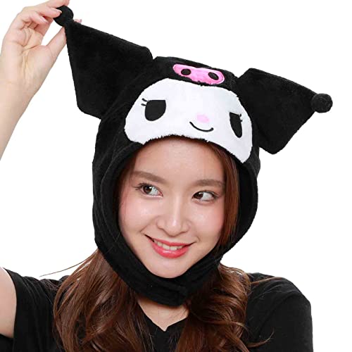 SAZAC Kigurumi Hat - Kuromi- Cozy Costume Beanie Cap - Adult Size