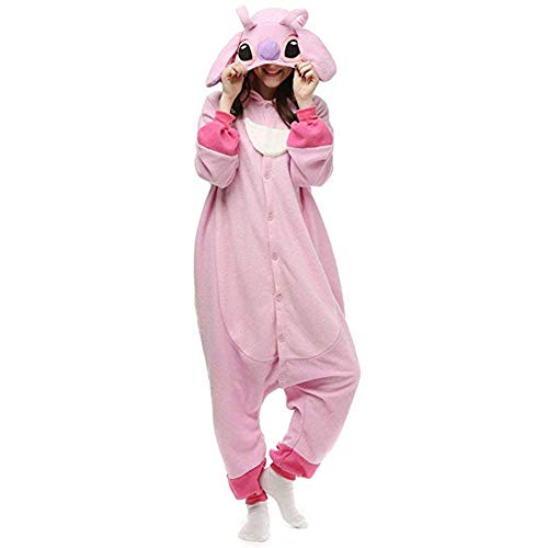 Stitch Onesie Halloween Costumes Plush One Piece Cosplay, Pink, Size Large