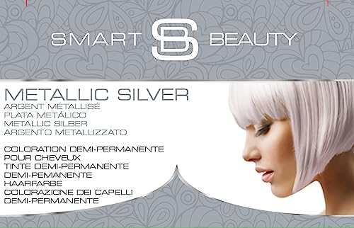 Metallic Silver Hair Dye | Stylish Silver Toner for Bleached Hair | Demi Permanent Hair Color | Added Plex Hair Anti-Breakage Technology | Smart Beauty Hair Color