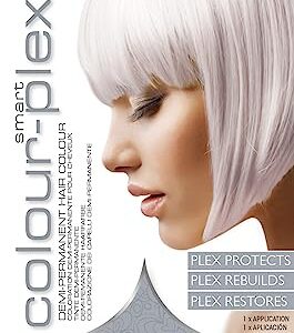 Metallic Silver Hair Dye | Stylish Silver Toner for Bleached Hair | Demi Permanent Hair Color | Added Plex Hair Anti-Breakage Technology | Smart Beauty Hair Color