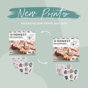 The Honest Company Clean Conscious Diapers | Plant-Based, Sustainable | All The Letters + It's a Pawty | Super Club Box, Size 6 (35+ lbs), 88 Count