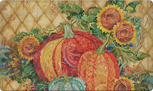 Toland Home Garden 800459 Boho Pumpkins Fall Door Mat 18x30 Inch Sunflower Outdoor Doormat for Entryway Indoor Entrance