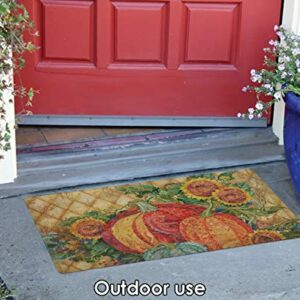 Toland Home Garden 800459 Boho Pumpkins Fall Door Mat 18x30 Inch Sunflower Outdoor Doormat for Entryway Indoor Entrance