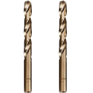 hymnorq 1/2 inch fractional size m35 cobalt steel twist drill bit set of 2pcs, jobber length and straight shank, extremely heat resistant, for drilling in stainless steel and cast iron