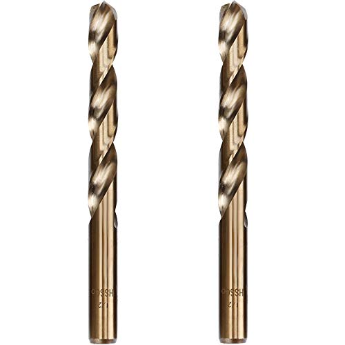 Hymnorq 1/2 Inch Fractional Size M35 Cobalt Steel Twist Drill Bit Set of 2pcs, Jobber Length and Straight Shank, Extremely Heat Resistant, for Drilling in Stainless Steel and Cast Iron