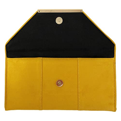 JNB Faux Microsuede Envelope Clutch (MUSTARD) Medium