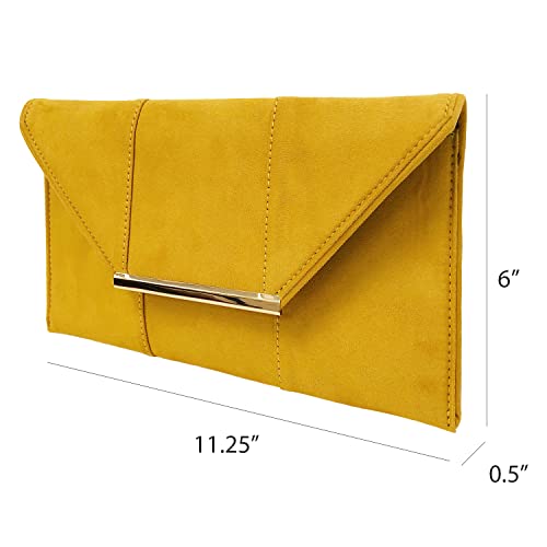 JNB Faux Microsuede Envelope Clutch (MUSTARD) Medium