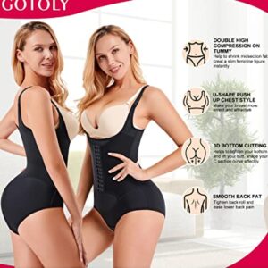 Gotoly Women Waist Trainer Bodysuit Tummy Control Corset Full Body Shaper Cincher Tank Top with Adjustable Straps (Small, Black)