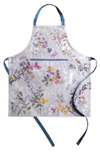 maison d' hermine apron 100% cotton 1 piece adjustable neck strap apron with center pocket & long ties for mothers day gifts, chef, women & men, equinoxe (grey) - thanksgiving/christmas(27.50"x31.50")