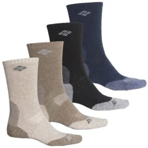 columbia mens wool blend crew mi-chaussettes socks, 4-pack, navy/black/brown/khaki, 6-12 us