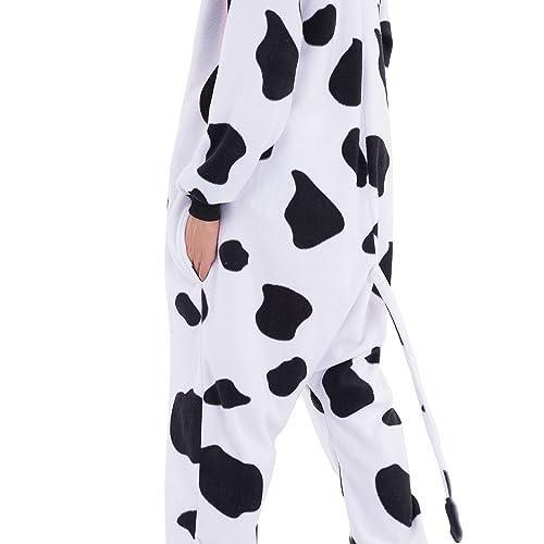 Spooktacular Creations Unisex Adult Pajama Plush Onesie One Piece Cow Animal Costume (Large)