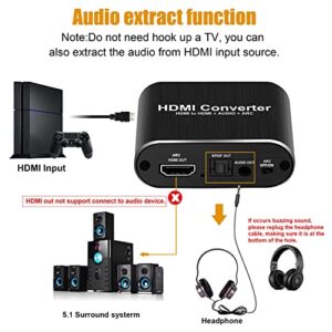 avedio links 4K@60Hz HDMI Audio Extractor, HDMI to HDMI + Optical Toslink SPDIF + 3.5mm AUX Stereo Audio Out, HDMI Audio Converter Adapter Splitter Support HDCP1.4 Full HD 1080P 3D