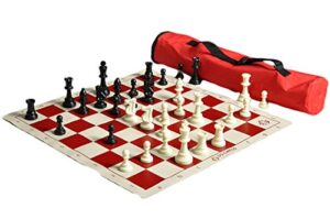 us chess quiver tournament chess set combination triple weighted (red)