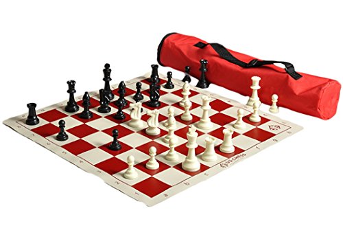 US Chess Quiver Tournament Chess Set Combination Triple Weighted (Red)