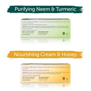 Himalaya Cleansing Bar Soaps Variety Pack, Neem & Turmeric, Almond, Cream & Honey and Cucumber, 4.41 oz, 12 Pack