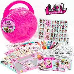 l.o.l. surprise! creativity case by horizon group usa,create, play & store,diy activity case including paper dolls,coloring pages,makers,crayons,glitter glue,scratch art,stickers & more.hot pink