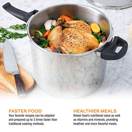 Zavor DUO 6.3 Quart Multi-Setting Pressure Cooker with Digital Cookbook and Steamer Basket - Polished Stainless Steel (ZCWDU02)