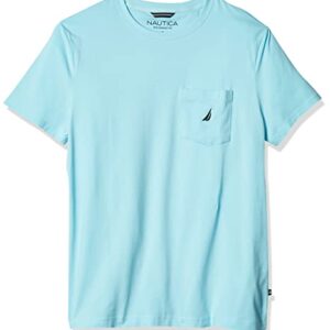 Nautica mens Solid Crew Neck Short Sleeve Pocket T-shirt T Shirt, Bright Aqua Blue, X-Large US