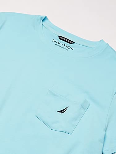 Nautica mens Solid Crew Neck Short Sleeve Pocket T-shirt T Shirt, Bright Aqua Blue, X-Large US