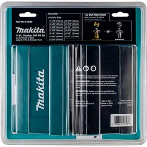 Makita B-65399 Impact Gold 14 Pc. Titanium Drill Bit Set, 1/4 In. Hex Shank