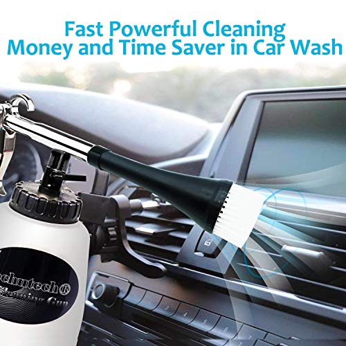 Fochutech Car Cleaning Kit, Car Detailing Kit Cleaning Gun Works with Air Compressor, Pro Auto Detailing Supplies Automotive Interior Deep Clean Stain Remover for Upholstery Carpet Seat Headliner