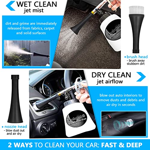 Fochutech Car Cleaning Kit, Car Detailing Kit Cleaning Gun Works with Air Compressor, Pro Auto Detailing Supplies Automotive Interior Deep Clean Stain Remover for Upholstery Carpet Seat Headliner