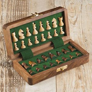 rusticity® chess set wood | chess set magnetic, chess sets with folding board | handmade | 10x10 in