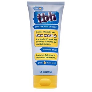 tbh kids gentle gel face wash for kids, preteens, and teens with sensitive dry oily skin - gentle facial cleanser and hydrating facewash for girls and boys - sulfate free, paraben free - 6 oz